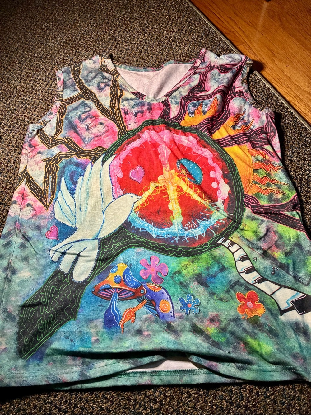 Colorful Peace Dove Graphic Tank Top - ladies